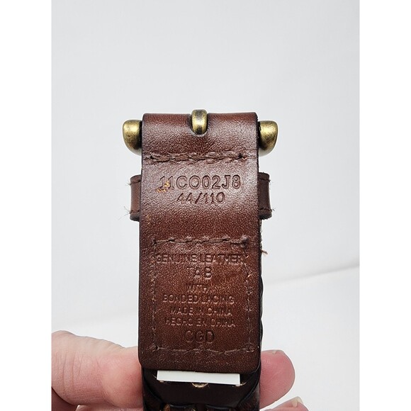 Mens Columbia Fully Adjustable Braided Casual Leather Belt 44 Cognac Brown Woven - Picture 15 of 15